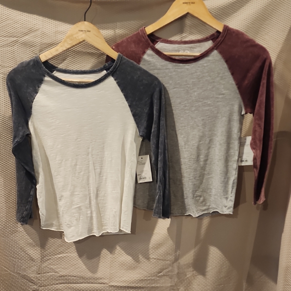 SO Raglan Long-Sleeve Tee - White with Blue Sleeves & Gray with Burgundy Sleeves